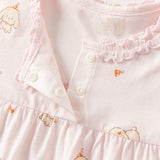 Dave&Bella Summer Toddler Girls Sweet Pink Print Short Sleeve Lightweight Cooling Pajamas
