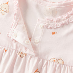 Dave&Bella Summer Toddler Girls Sweet Pink Print Short Sleeve Lightweight Cooling Pajamas