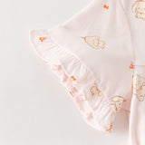 Dave&Bella Summer Toddler Girls Sweet Pink Print Short Sleeve Lightweight Cooling Pajamas