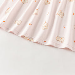 Dave&Bella Summer Toddler Girls Sweet Pink Print Short Sleeve Lightweight Cooling Pajamas