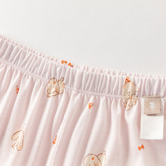 Dave&Bella Summer Toddler Girls Sweet Pink Print Short Sleeve Lightweight Cooling Pajamas