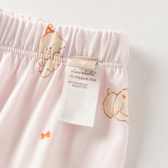 Dave&Bella Summer Toddler Girls Sweet Pink Print Short Sleeve Lightweight Cooling Pajamas