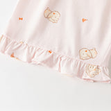 Dave&Bella Summer Toddler Girls Sweet Pink Print Short Sleeve Lightweight Cooling Pajamas