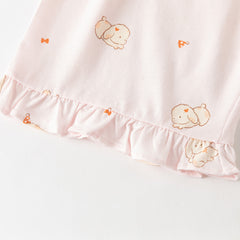 Dave&Bella Summer Toddler Girls Sweet Pink Print Short Sleeve Lightweight Cooling Pajamas
