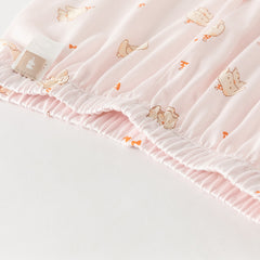 Dave&Bella Summer Toddler Girls Sweet Pink Print Short Sleeve Lightweight Cooling Pajamas