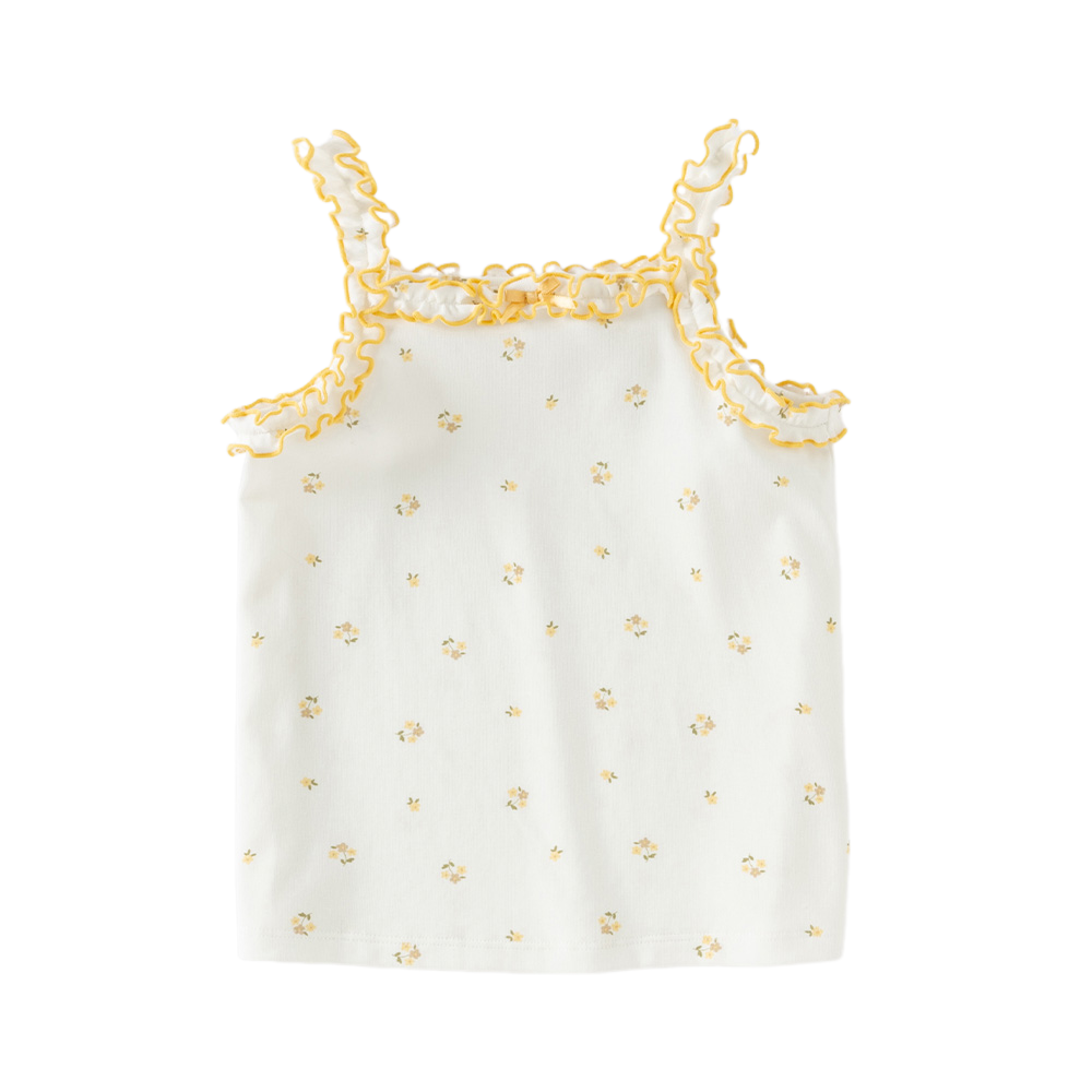 Dave&Bella Summer Toddler Girls Sweet Yellow/Red Sleeveless Stretchable Soft Tank Tops