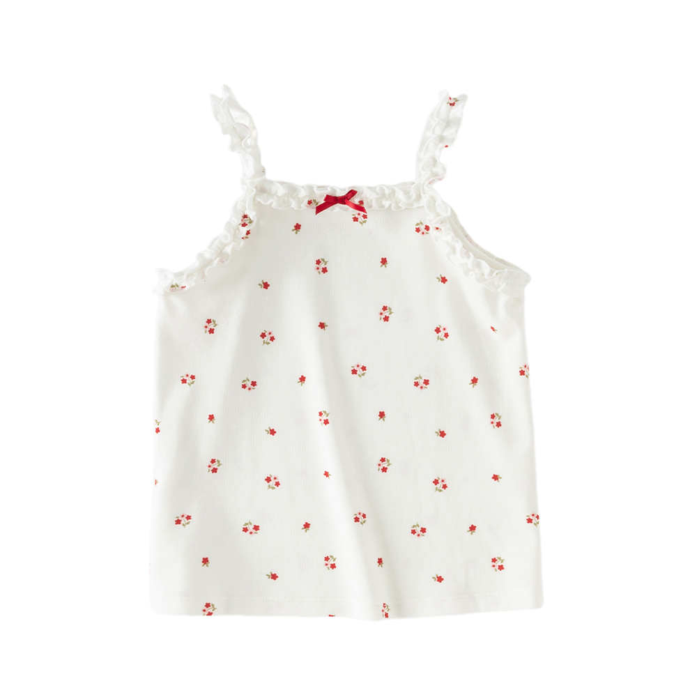 Dave&Bella Summer Toddler Girls Sweet Yellow/Red Sleeveless Stretchable Soft Tank Tops
