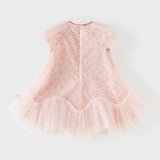 Dave&Bella Summer Toddler Girls Sweet Pink Floral Print Chinese-style Mesh Party Dress