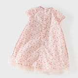 Dave&Bella Summer Toddler Girls Sweet Pink Floral Print Chinese-style Mesh Party Dress