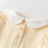 Dave&Bella Summer Toddler Girls Charming Yellow Breathable Cotton Cat Print T-shirts