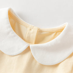 Dave&Bella Summer Toddler Girls Charming Yellow Breathable Cotton Cat Print T-shirts