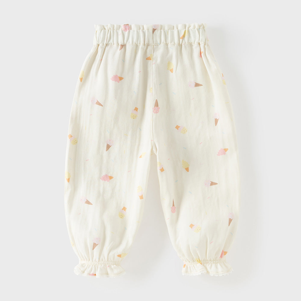 Dave&Bella Summer Toddler Girls Ice Cream Print Comfortable Mosquito Proof Pants