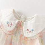 Dave&Bella Toddler Girls Cute Flower Print Mesh Comfortable Princess Dress