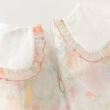 Dave&Bella Toddler Girls Cute Flower Print Mesh Comfortable Princess Dress