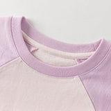 Dave&Bella Summer Toddler Girls Purple Cotton Comfortable Design Round Collar T-Shirt