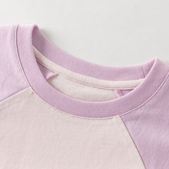 Dave&Bella Summer Toddler Girls Purple Cotton Comfortable Design Round Collar T-Shirt