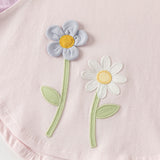 Dave&Bella Summer Toddler Girls Purple Cotton Comfortable Design Round Collar T-Shirt