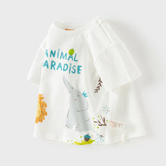 Dave&Bella Toddler Boys Summer Multi-color Cute Animal Print Breathable Cotton T-shirts
