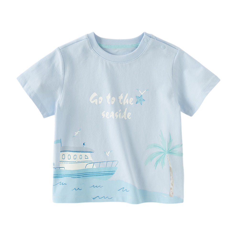 Dave&Bella Toddler Boys Summer Multi-color Cute Animal Print Breathable Cotton T-shirts