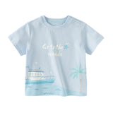 Dave&Bella Toddler Boys Summer Multi-color Cute Animal Print Breathable Cotton T-shirts
