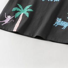 Dave&Bella Toddler Boys Summer Multi-color Cute Animal Print Breathable Cotton T-shirts