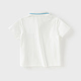 Dave&Bella Toddler Boys Summer College-style White Short Sleeve Formal Polos