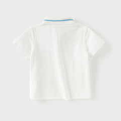 Dave&Bella Toddler Boys Summer College-style White Short Sleeve Formal Polos