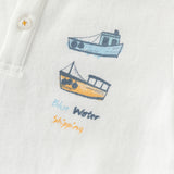 Dave&Bella Toddler Boys Summer College-style White Short Sleeve Formal Polos