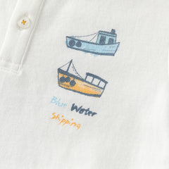 Dave&Bella Toddler Boys Summer College-style White Short Sleeve Formal Polos