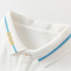 Dave&Bella Toddler Boys Summer College-style White Short Sleeve Formal Polos