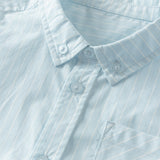 Dave&Bella Summer Toddler Boys Fashion Blue Striped Breathable Cotton College-style Shirts