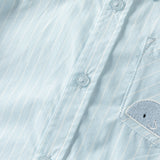 Dave&Bella Summer Toddler Boys Fashion Blue Striped Breathable Cotton College-style Shirts