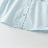 Dave&Bella Summer Toddler Boys Fashion Blue Striped Breathable Cotton College-style Shirts