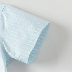Dave&Bella Summer Toddler Boys Fashion Blue Striped Breathable Cotton College-style Shirts