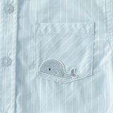 Dave&Bella Summer Toddler Boys Fashion Blue Striped Breathable Cotton College-style Shirts