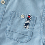Dave&Bella Toddler Boys Summer Fashion Denim Blue Short Sleeve Casual Versatile Shirts