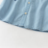 Dave&Bella Toddler Boys Summer Fashion Denim Blue Short Sleeve Casual Versatile Shirts