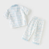 Dave&Bella Toddler Boys Summer Sea Blue Lightweight Indoor Comfortable Pajamas
