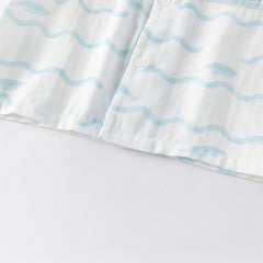 Dave&Bella Toddler Boys Summer Sea Blue Lightweight Indoor Comfortable Pajamas