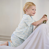 Dave&Bella Toddler Boys Summer Sea Blue Lightweight Indoor Comfortable Pajamas