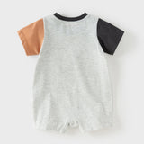 Dave&Bella Baby Boys Summer Cute Cartoon Print Short Sleeve Stretchable Soft Rompers