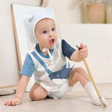 Dave&Bella Baby Boys Summer Cute Cartoon Print Short Sleeve Stretchable Soft Rompers