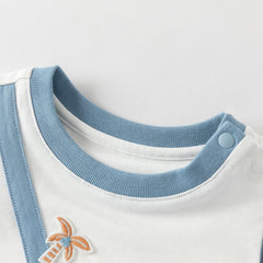 Dave&Bella Baby Boys Summer Cute Cartoon Print Short Sleeve Stretchable Soft Rompers