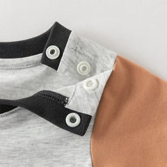 Dave&Bella Baby Boys Summer Cute Cartoon Print Short Sleeve Stretchable Soft Rompers