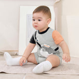 Dave&Bella Baby Boys Summer Cute Cartoon Print Short Sleeve Stretchable Soft Rompers
