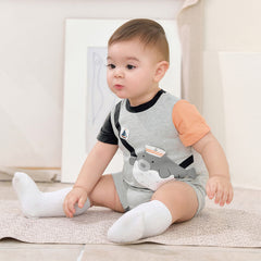 Dave&Bella Baby Boys Summer Cute Cartoon Print Short Sleeve Stretchable Soft Rompers
