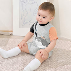 Dave&Bella Baby Boys Summer Cute Cartoon Print Short Sleeve Stretchable Soft Rompers