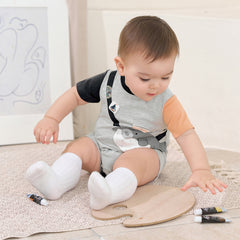 Dave&Bella Baby Boys Summer Cute Cartoon Print Short Sleeve Stretchable Soft Rompers