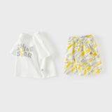 Dave&Bella Summer Toddler Boys Yellow Round Collar Daily Comfortable Breathable Sets