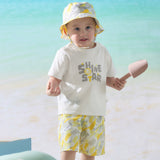 Dave&Bella Summer Toddler Boys Yellow Round Collar Daily Comfortable Breathable Sets
